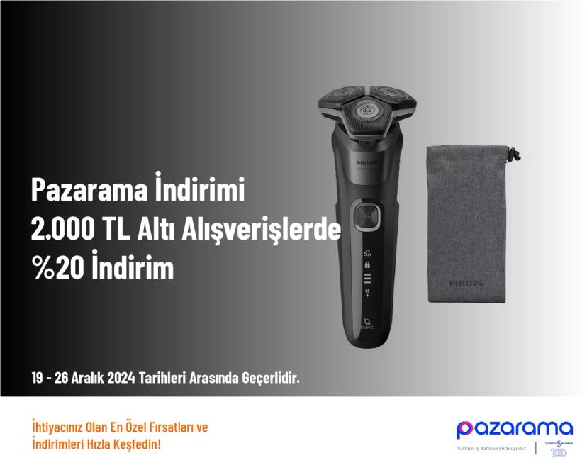 Pazarama İndirimi - 2.000 TL Altı Alışverişlerde %20 İndirim