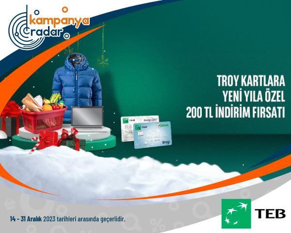 TEB’den Troy Kartlara Özel Elektronik, Giyim ve Market Alışverişlerinize Toplam 200 TL İndirim!