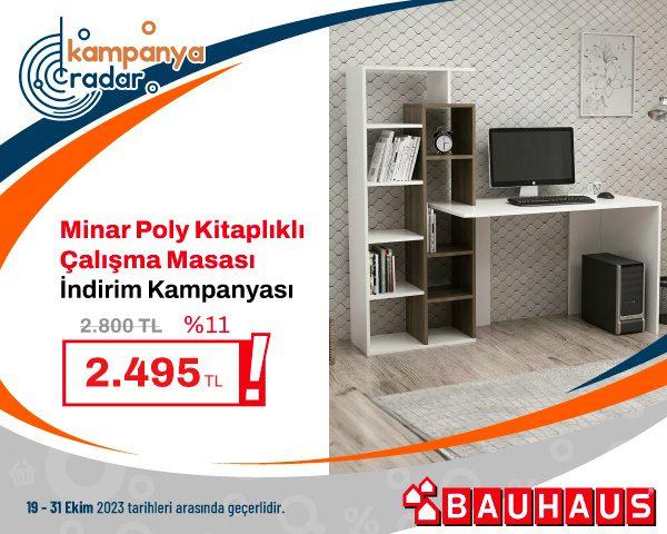 Minar Poly Kitaplıklı Çalışma Masası Kampanya İndirimi