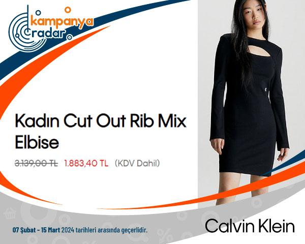Calvin Klein Kadın Cut Out Rib Mix Elbise
