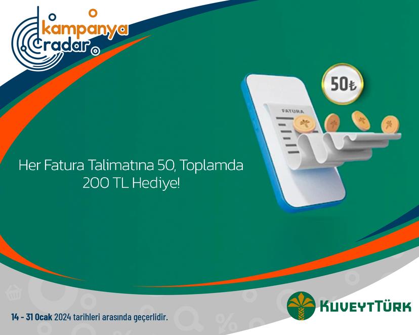 Her Fatura Talimatına 50, Toplamda 200 TL Hediye!