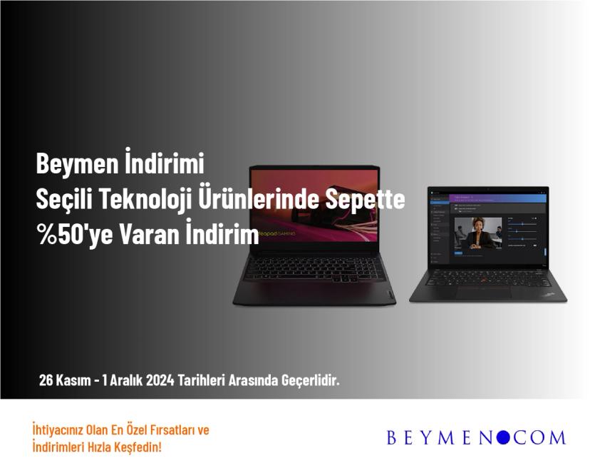 Beymen İndirimi - Seçili Teknoloji Ürünlerinde Sepette %50'ye Varan İndirim