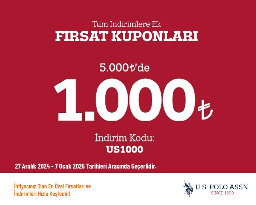 US Polo İndirim Kuponu - 5.000 TL’ye 1000 TL Polo İndirim Kodu