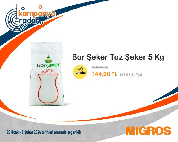 Migros Bor Şeker Toz Şeker 5 Kg İndirimi