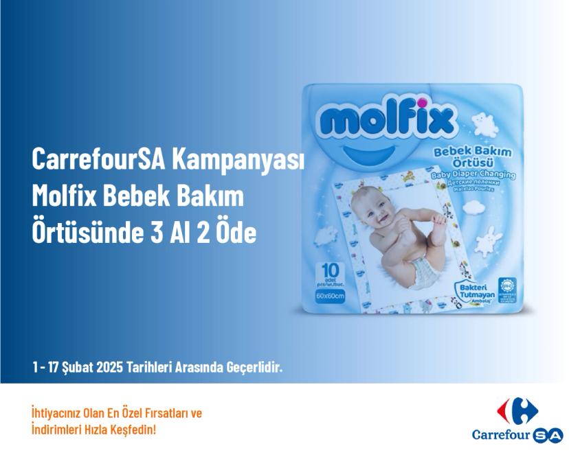 CarrefourSA Kampanyası - Molfix Bebek Bakım Örtüsünde 3 Al 2 Öde