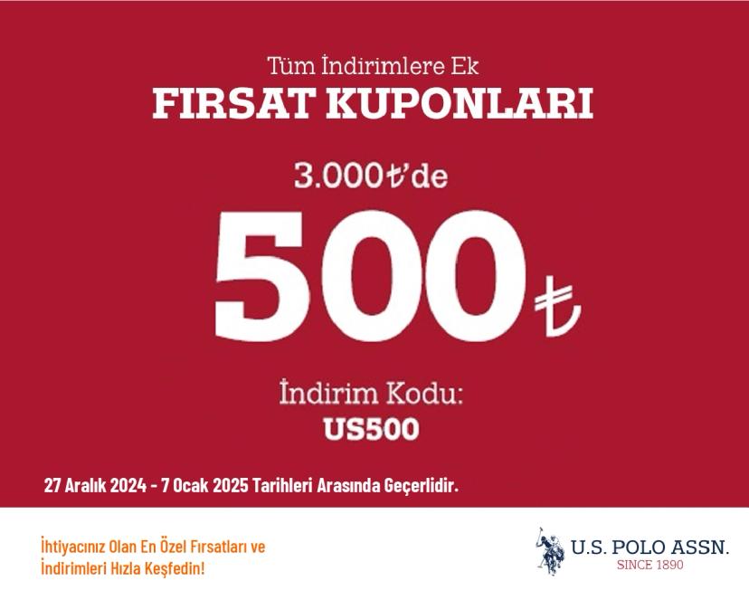 US Polo İndirim Kuponu - 3.000 TL’ye 500 TL Polo İndirim Kodu