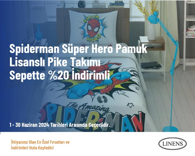 Linens İndirim - Spiderman Süper Hero Pamuk Lisanslı Pike Takımı Sepette %20 İndirimli