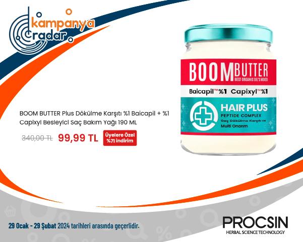 BOOM BUTTER Plus Dökülme Karşıtı %1 Baicapil + %1 Capixyl Besleyici Saç Bakım Yağı 190 ML