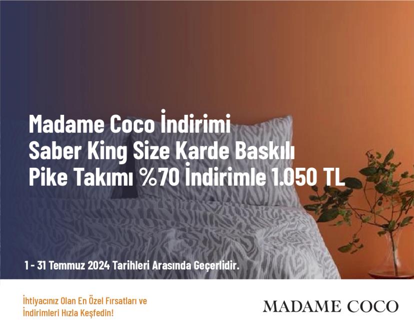Madame Coco İndirimi - Saber King Size Karde Baskılı Pike Takımı %70 İndirimle 1.050 TL