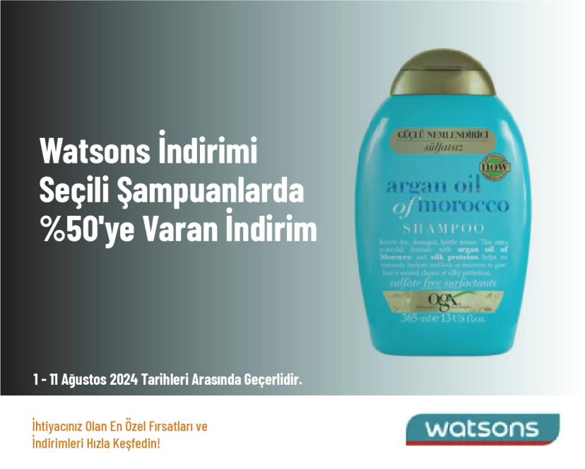 Watsons İndirimi - Seçili Şampuanlarda %50'ye Varan İndirim