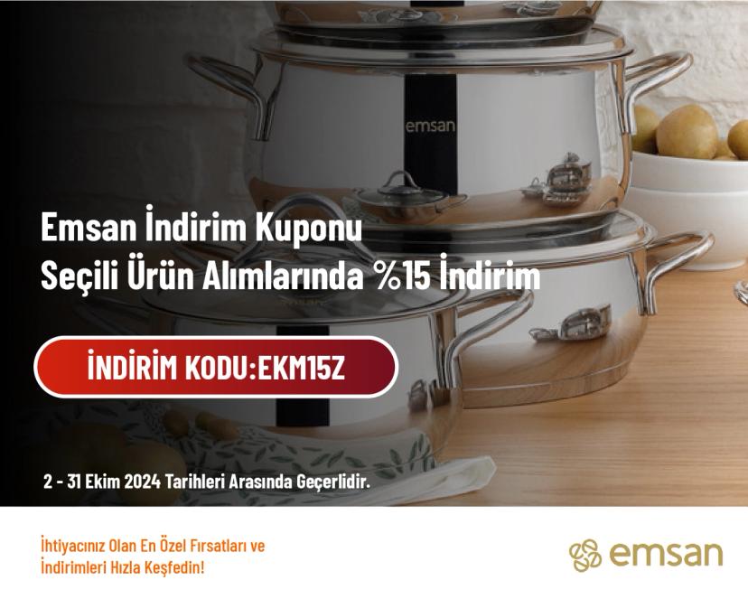 Emsan İndirim Kuponu - Seçili Ürün Alımlarında %15 İndirim