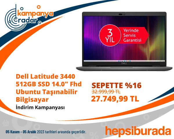 Dell Latitude 3440 Intel Core I5-1335U 16GB 512GB SSD 14.0" Fhd Ubuntu Taşınabilir Bilgisayar