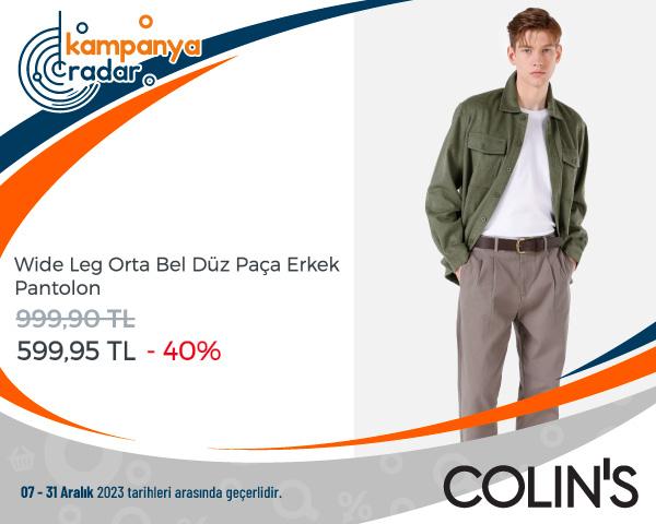 Colins Wide Leg Orta Bel Düz Paça Erkek Pantolon İndirimi
