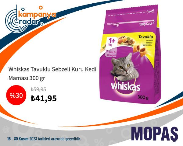 Mopas Whiskas Tavuklu Sebzeli Kuru Kedi Maması 300 gr İndirimi