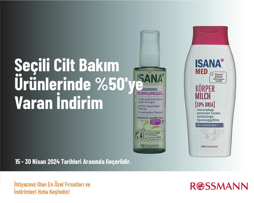 Seçili Cilt Bakım Ürünlerinde %50'ye Varan İndirim