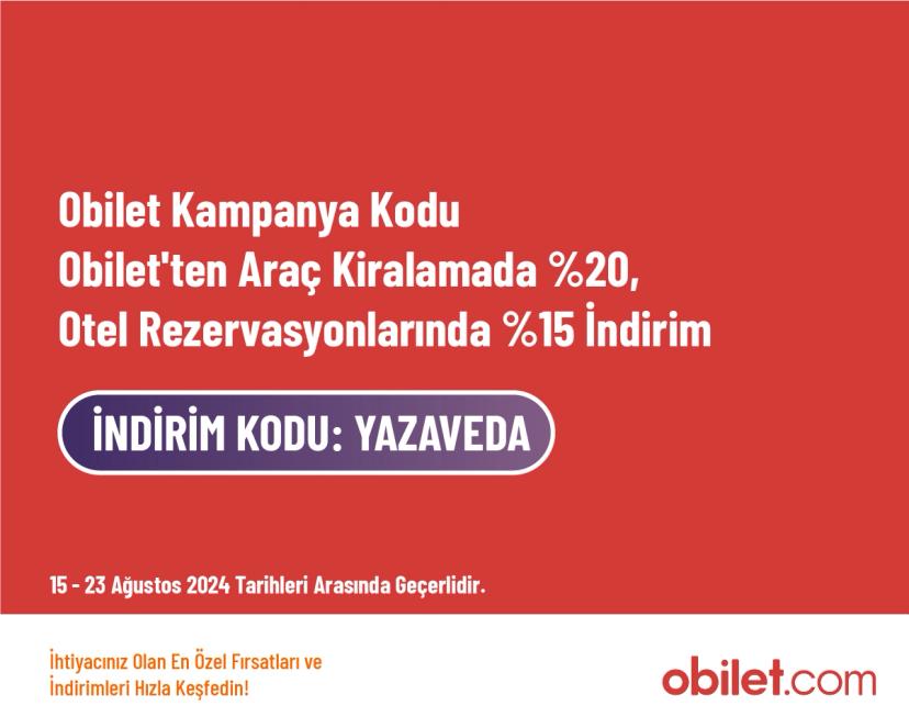 Obilet Kampanya Kodu - Obilet'ten Araç Kiralamada %20, Otel Rezervasyonlarında %15 İndirim