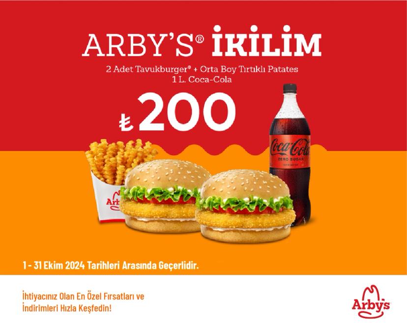 Arby's Kampanyası - İkili Tavukburger Menü Sadece 200 TL