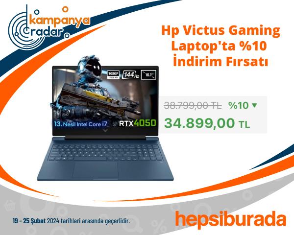 Hp Victus Gaming Laptop'ta %10 İndirim Fırsatı