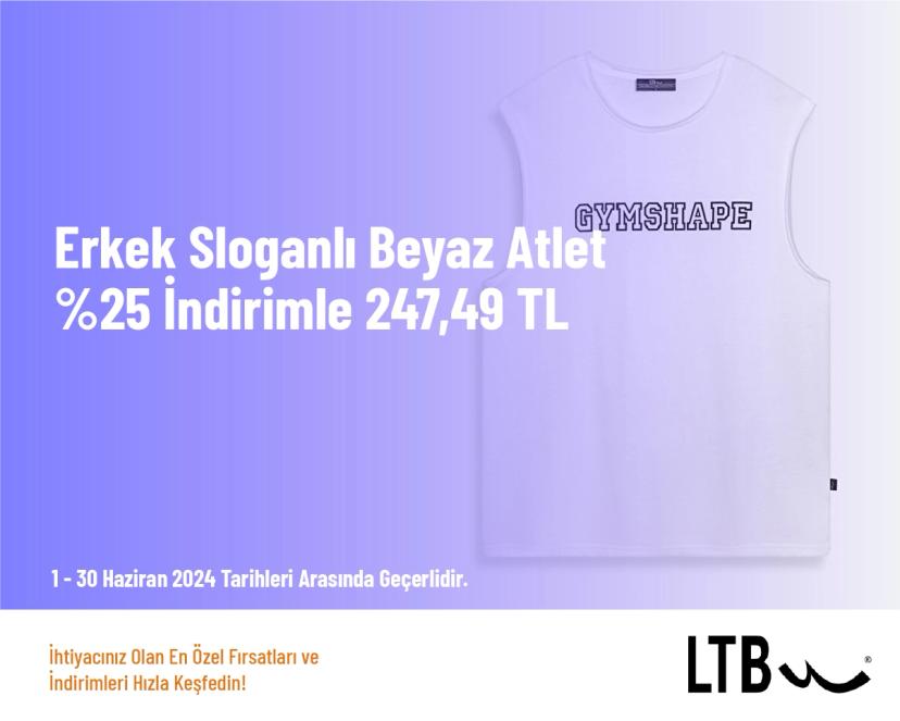 LTB İndirim - Erkek Sloganlı Beyaz Atlet %25 İndirimle 247,49 TL