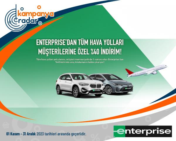 Enterprise Tüm Hava Yolları Müşterilerine Özel Yüzde-40 İndirim