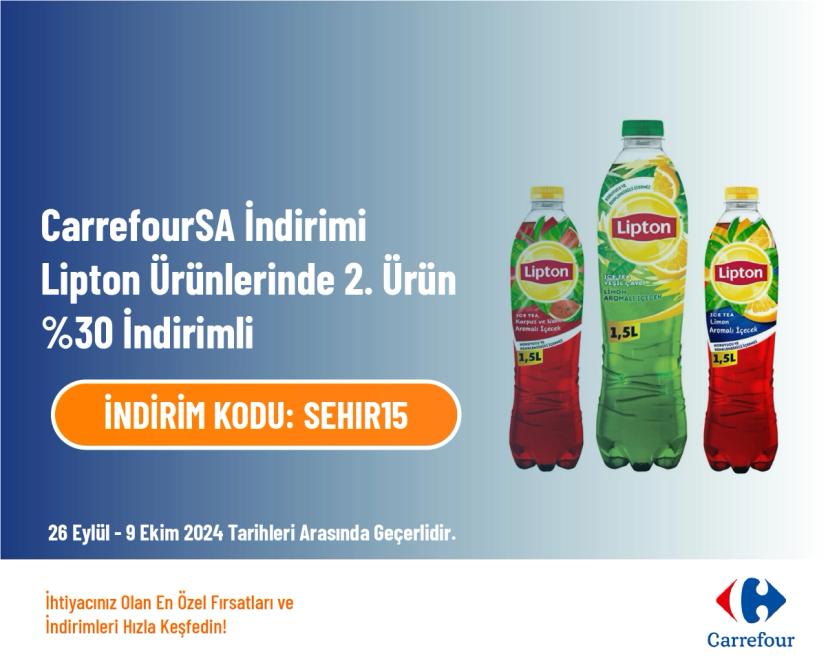 CarrefourSA İndirimi - Lipton Ürünlerinde 2. Ürün %30 İndirimli