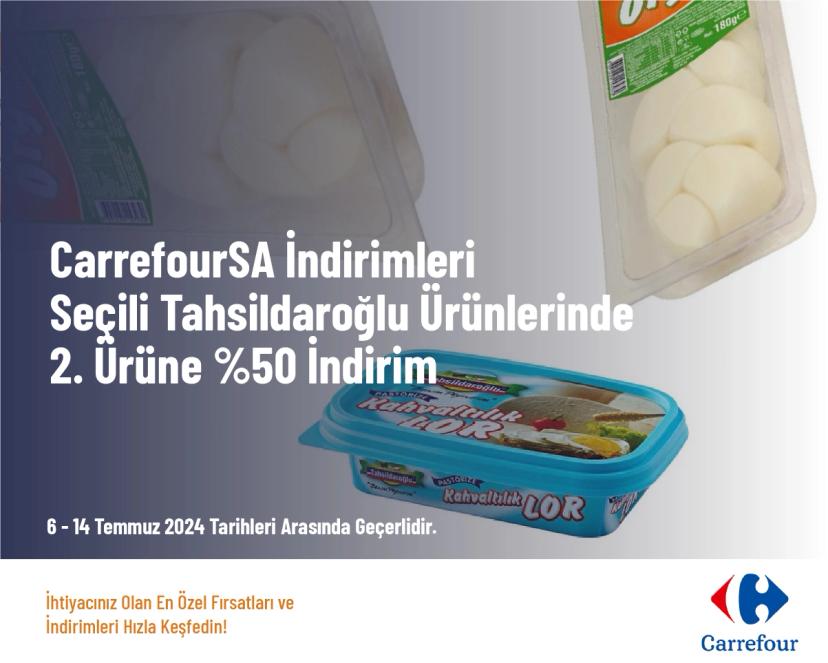 CarrefourSA İndirimleri - Seçili Tahsildaroğlu Ürünlerinde 2. Ürüne %50 İndirim