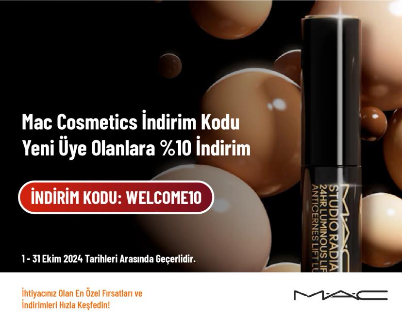 Mac Cosmetics İndirim Kodu - Yeni Üye Olanlara %10 İndirim