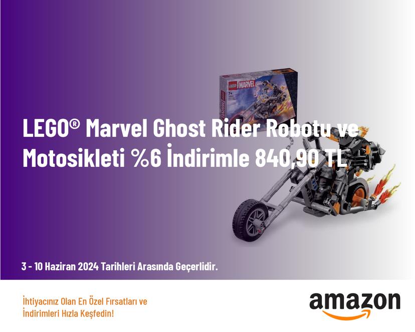 LEGO Marvel Ghost Rider Robotu ve Motosikleti %6 İndirimle 840,90 TL