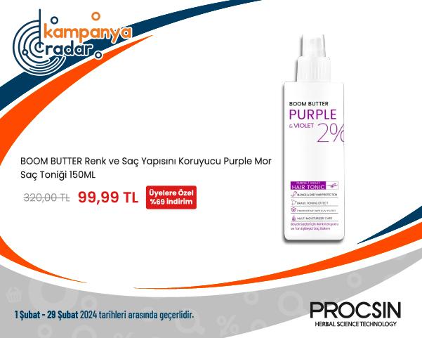 BOOM BUTTER Renk ve Saç Yapısını Koruyucu Purple Mor Saç Toniği 150ML