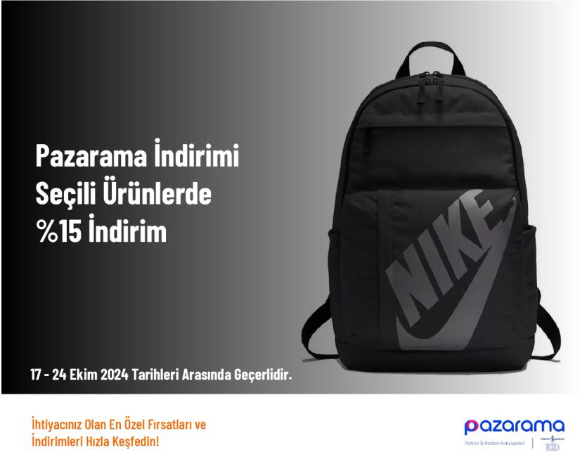 Pazarama İndirimi - Seçili Ürünlerde %15 İndirim