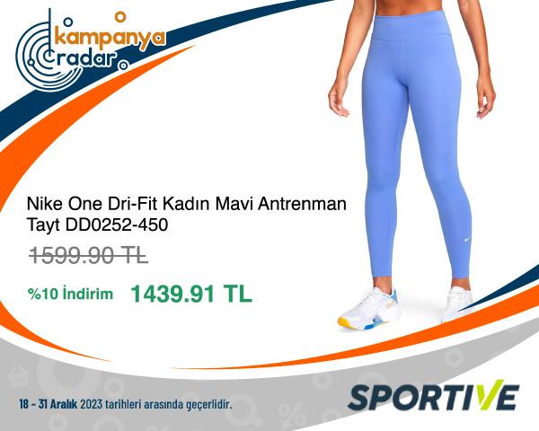 Sportive Nike One Dri-Fit Kadın Mavi Antrenman Tayt İndirimi