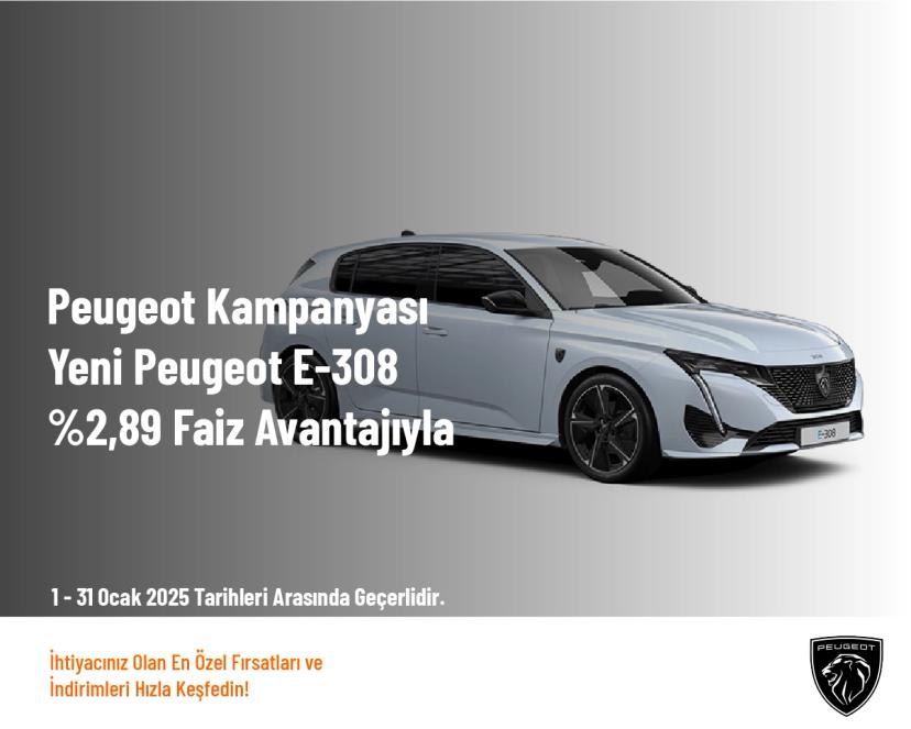 Peugeot Kampanyası - Yeni Peugeot E-308, %0 Faiz Avantajıyla