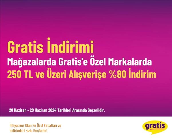 Gratis İndirimi - Mağazalarda Gratis'e Özel Markalarda 250 TL ve Üzeri Alışverişe %80 İndirim