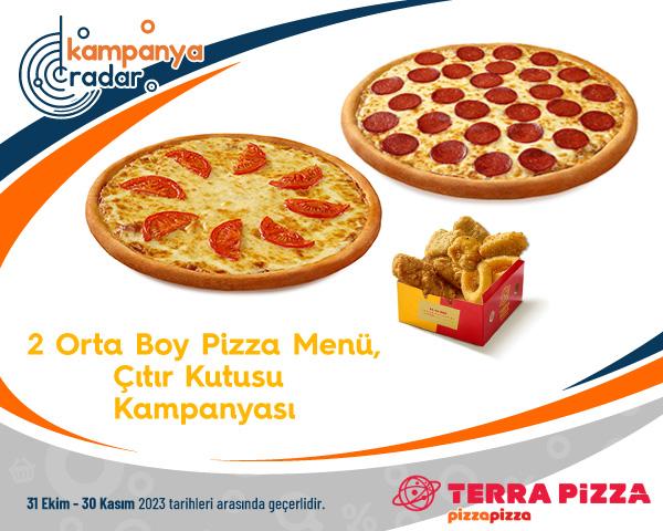 Terrapizza 2 Orta Boy Pizza Menü + Çıtır Kutusu Kampanyası