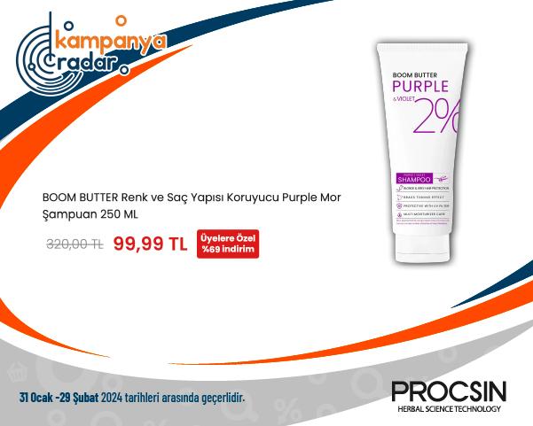 BOOM BUTTER Renk ve Saç Yapısı Koruyucu Purple Mor Şampuan 250 ML