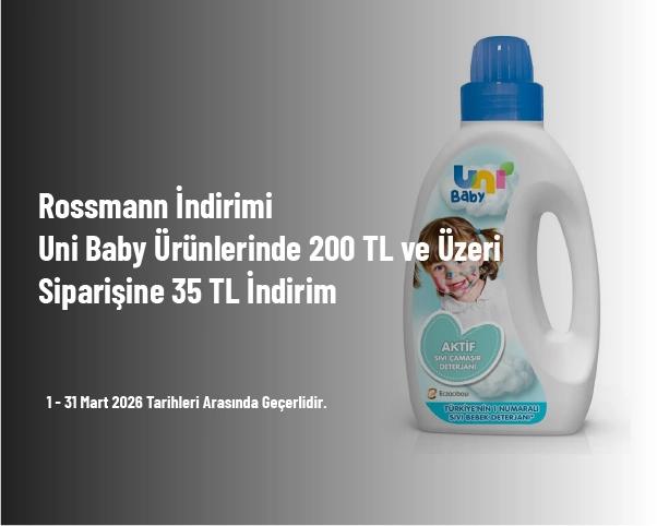 Rossmann İndirimi - Uni Baby Ürünlerinde 200 TL ve Üzeri Siparişine 35 TL İndirim Rossmann İndirimi - Uni Baby Ürünlerinde 200 TL ve Üzeri Siparişine 35 TL İndirim