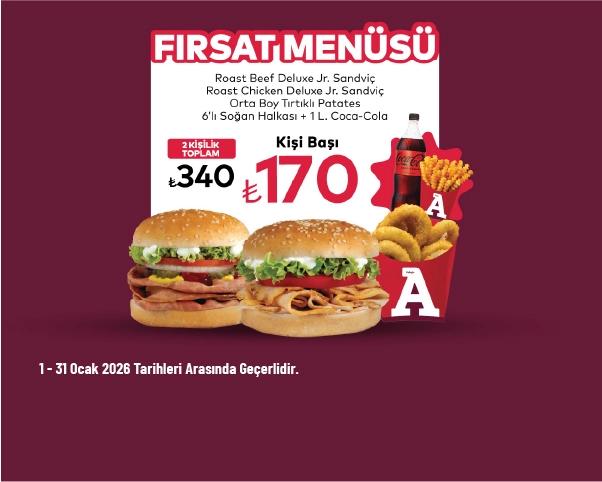 Arby's Kampanyası - Arby's'den Fırsat Menüsü 340 TL'den Başlayan Fiyatlarla Arby's Kampanyası - Arby's'den Fırsat Menüsü 340 TL'den Başlayan Fiyatlarla