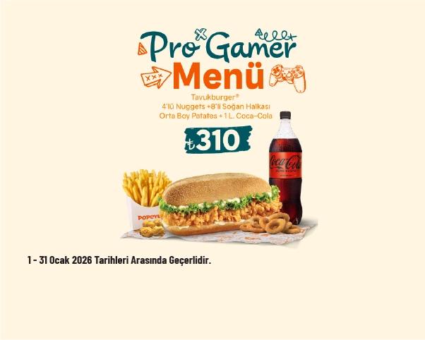 Popeyes Kampanyası - Pro Gamer Tavukburger Menü 310 TL'den Başlayan Fiyatlarla Popeyes Kampanyası - Pro Gamer Tavukburger Menü 310 TL'den Başlayan Fiyatlarla