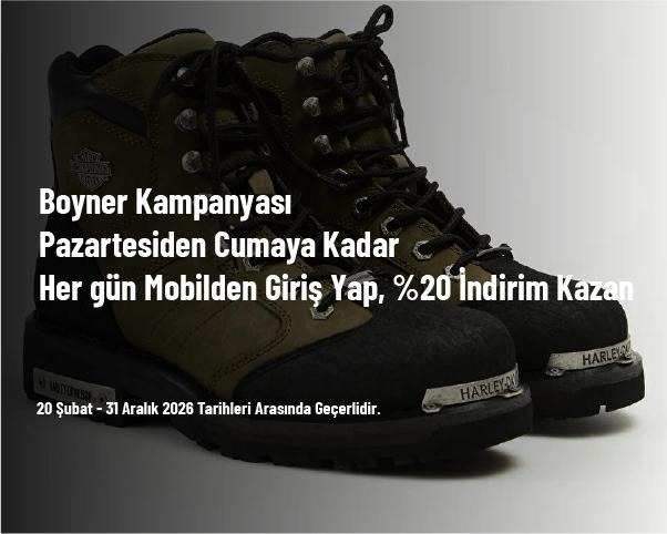 Boyner Kampanyası - Pazartesiden Cumaya Kadar Her gün Mobilden Giriş Yap, %20 İndirim Kazan Boyner Kampanyası - Pazartesiden Cumaya Kadar Her gün Mobilden Giriş Yap, %20 İndirim Kazan