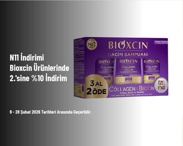 N11 İndirimi - Bioxcin Ürünlerinde 2.'sine %10 İndirim N11 İndirimi - Bioxcin Ürünlerinde 2.'sine %10 İndirim