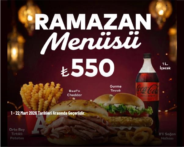 Arby's Ramazan Kampanyası - Arby’s Ramazan Menüsü Sadece 550 TL Arby's Ramazan Kampanyası - Arby’s Ramazan Menüsü Sadece 550 TL