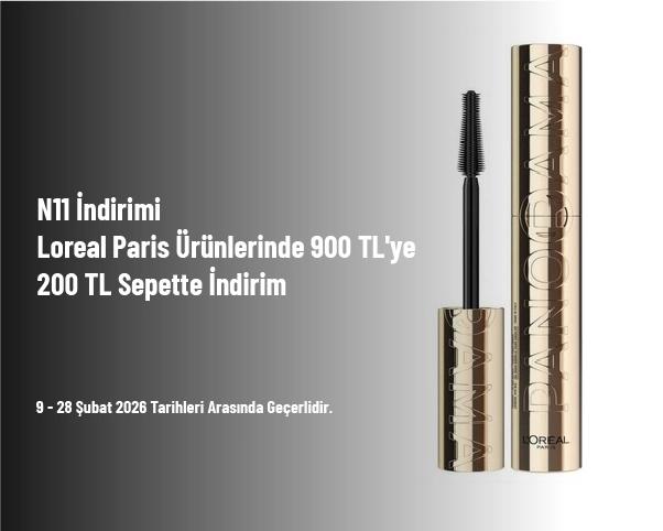 N11 İndirimi - Loreal Paris Ürünlerinde 900 TL'ye 200 TL Sepette İndirim N11 İndirimi - Loreal Paris Ürünlerinde 900 TL'ye 200 TL Sepette İndirim