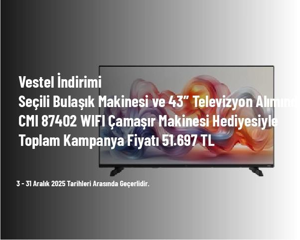 Vestel İndirimi - Seçili Buzdolabı Yanında Seçili 43” Televizyon Alımında Toplam Kampanya Fiyatı 38.648 TL Vestel İndirimi - Seçili Buzdolabı Yanında Seçili 43” Televizyon Alımında Toplam Kampanya Fiyatı 38.648 TL