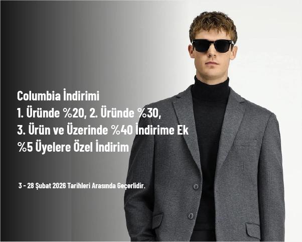 Columbia İndirimi - 1. Üründe %20, 2. Üründe %30,3. Ürün ve Üzerinde %40 İndirime Ek %5 Üyelere Özel İndirim Columbia İndirimi - 1. Üründe %20, 2. Üründe %30,3. Ürün ve Üzerinde %40 İndirime Ek %5 Üyelere Özel İndirim
