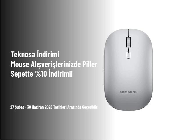 Teknosa İndirimi - Mouse Alışverişlerinizde Piller Sepette %10 İndirimli Teknosa İndirimi - Mouse Alışverişlerinizde Piller Sepette %10 İndirimli