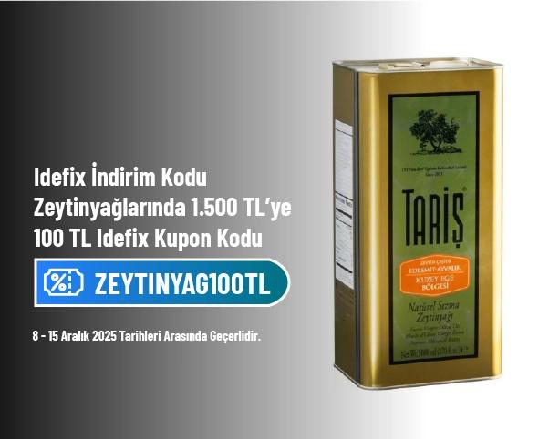 İdefix İndirim Kodu - Zeytinyağlarında 1.500 TL’ye 100 TL İdefix Kupon Kodu İdefix İndirim Kodu - Zeytinyağlarında 1.500 TL’ye 100 TL İdefix Kupon Kodu