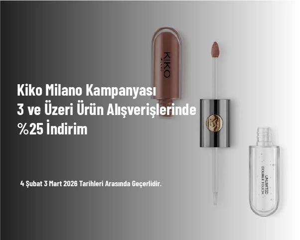 Kiko Milano Kampanyası - 3 ve Üzeri Ürün Alışverişlerinde %25 İndirim Kiko Milano Kampanyası - 3 ve Üzeri Ürün Alışverişlerinde %25 İndirim
