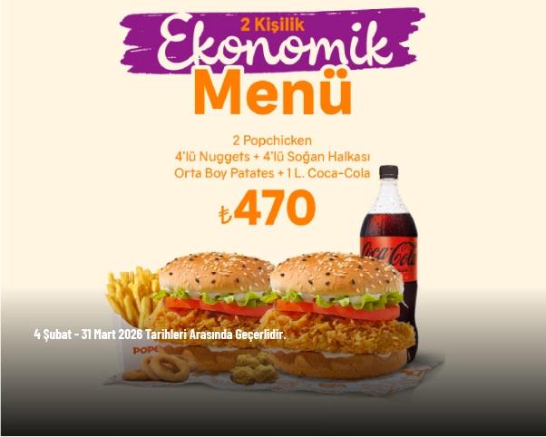 Popeyes Kampanyası - 2 Kişilik Ekonomik Menü 470 TL’den Başlayan Fiyatlarla Popeyes Kampanyası - 2 Kişilik Ekonomik Menü 470 TL’den Başlayan Fiyatlarla