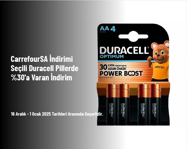 CarrefourSA İndirimi - Seçili Duracell Pillerde %30'a Varan İndirim CarrefourSA İndirimi - Seçili Duracell Pillerde %30'a Varan İndirim
