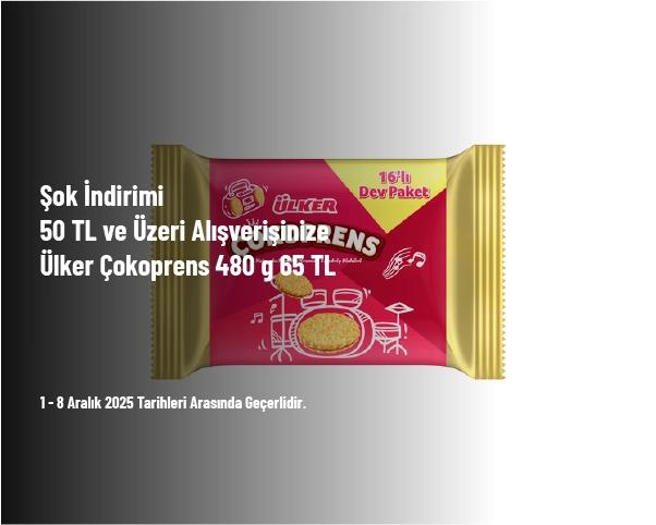 Şok İndirimi - 50 TL ve Üzeri Alışverişinize Ülker Çokoprens 480 g 65 TL Şok İndirimi - 50 TL ve Üzeri Alışverişinize Ülker Çokoprens 480 g 65 TL